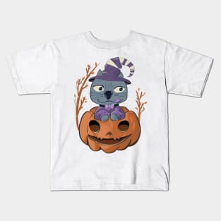 Pumpkin and kitten Kids T-Shirt